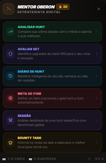 Menu principal do Mentor Oberon